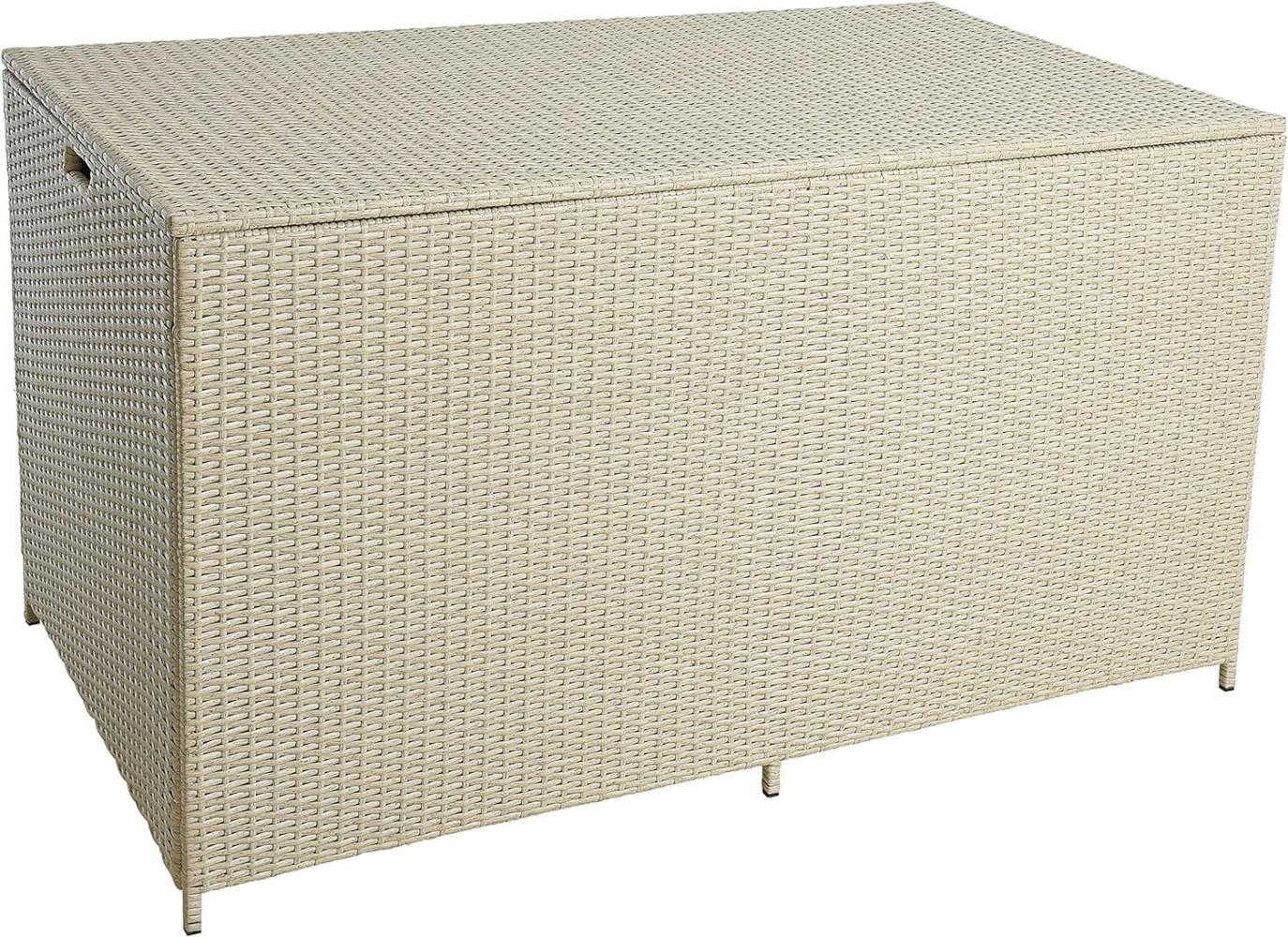 Auflagenbox Poly Rattan XXL Kissenbox Gartenbox Box Aufbewahrungsbox Beige Bild 1