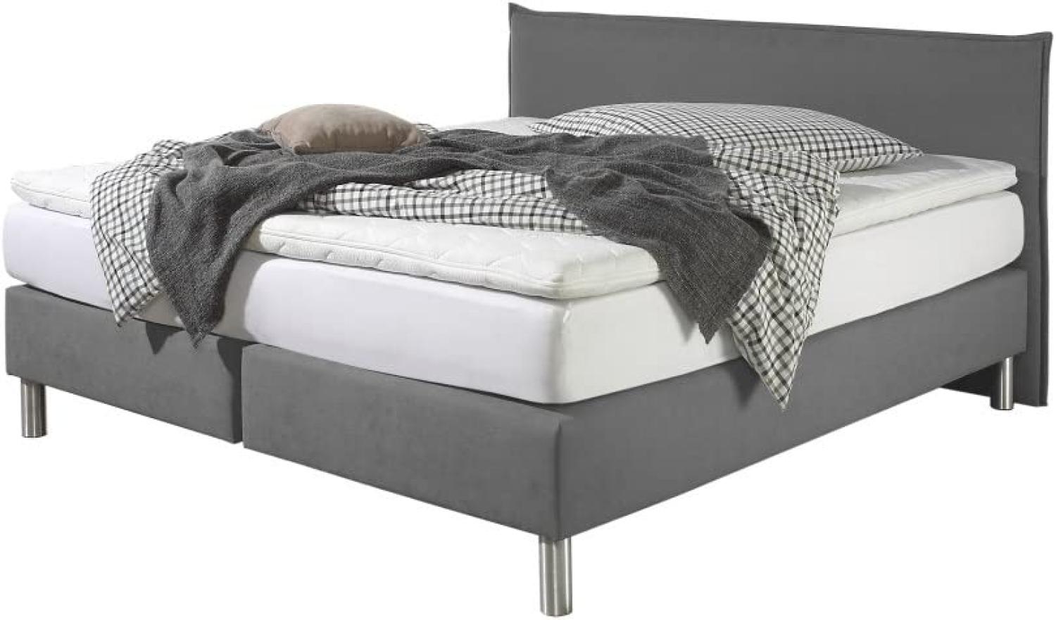 Maintal Boxspringbett Point, 100 x 200 cm, Stoff, Tonnentaschenfederkern Matratze h2, Grau Bild 1