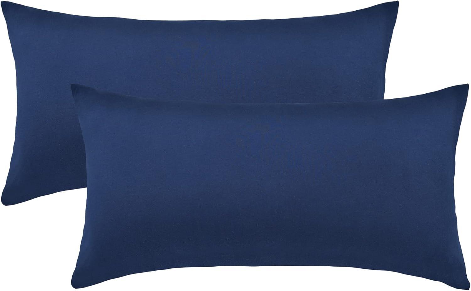 NatureMark 2er Pack Jersey Kissenbezug Kissenhülle Kissenbezüge Seitenschläferkissen Nackenkissen viele Größen und Farben ÖKO-TEX (40 x 60 cm (Nackenkissen geeignet), Navy blau) Bild 1