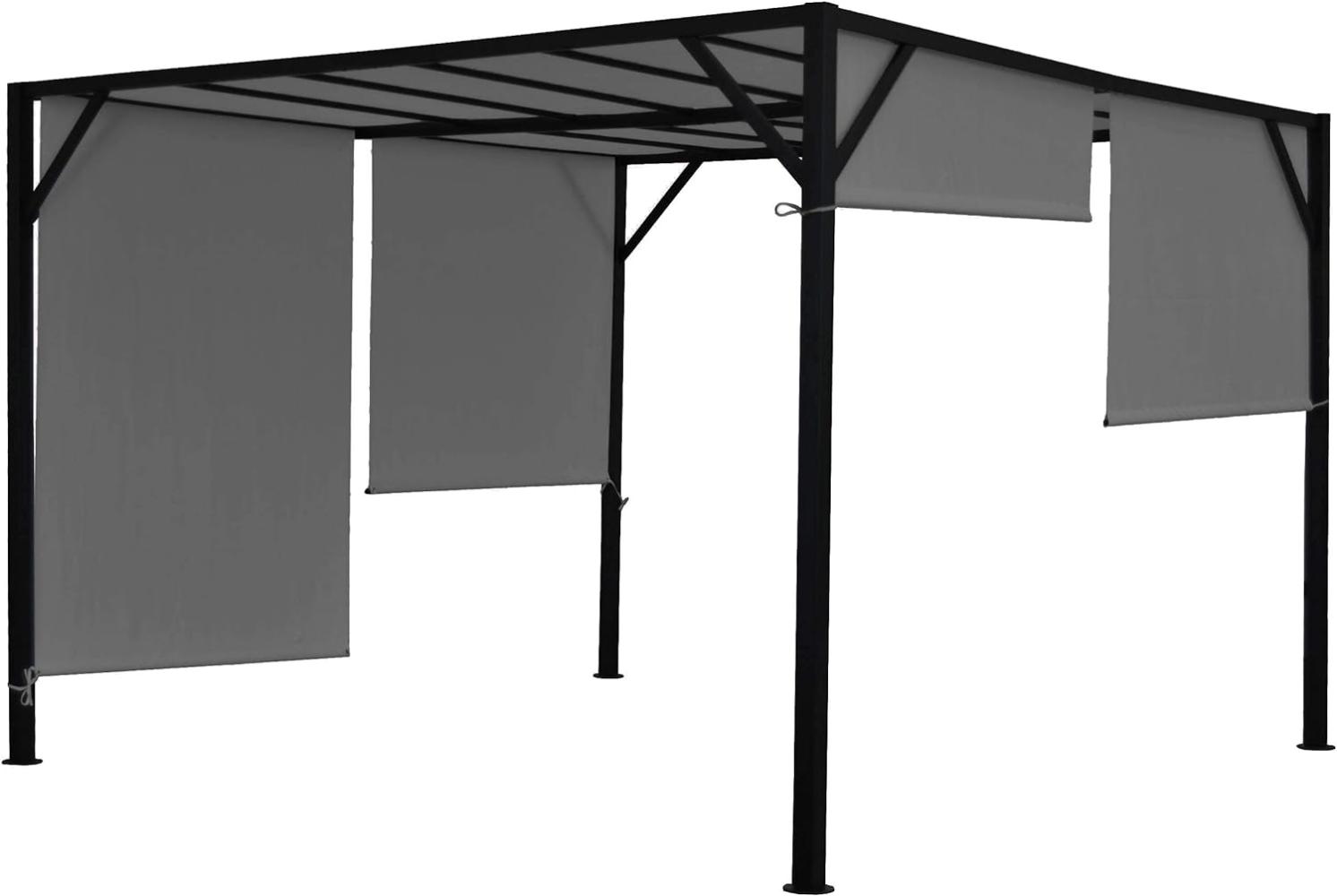 Pergola Baia, Garten Pavillon Terrassenüberdachung, stabiles 6cm-Stahl-Gestell + Schiebedach grau ~ 4x3m Bild 1