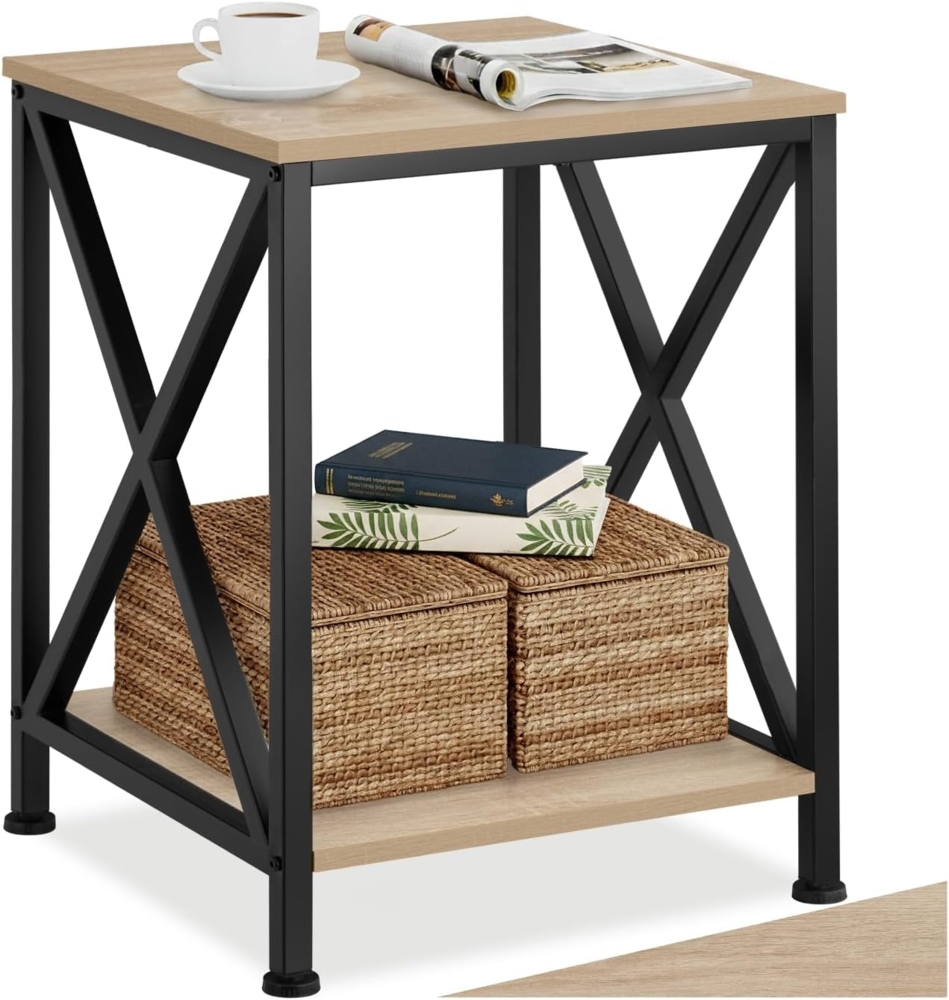 Beistelltisch Carlton 40,5 x 40,5 x 52,5 cm - Industrial Holz hell, Eiche Sonoma Bild 1