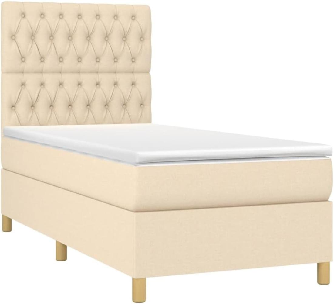 vidaXL Boxspringbett mit Matratze & LED Creme 100x200 cm Stoff 3135658 Bild 1