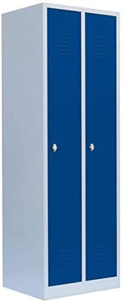 Steelboxx Spind Garderobenschrank Stahlschrank Metallschrank Kleiderspind 180 x 60 x 50cm Lichtgrau/Blau 2 Abteile 510121 Bild 1