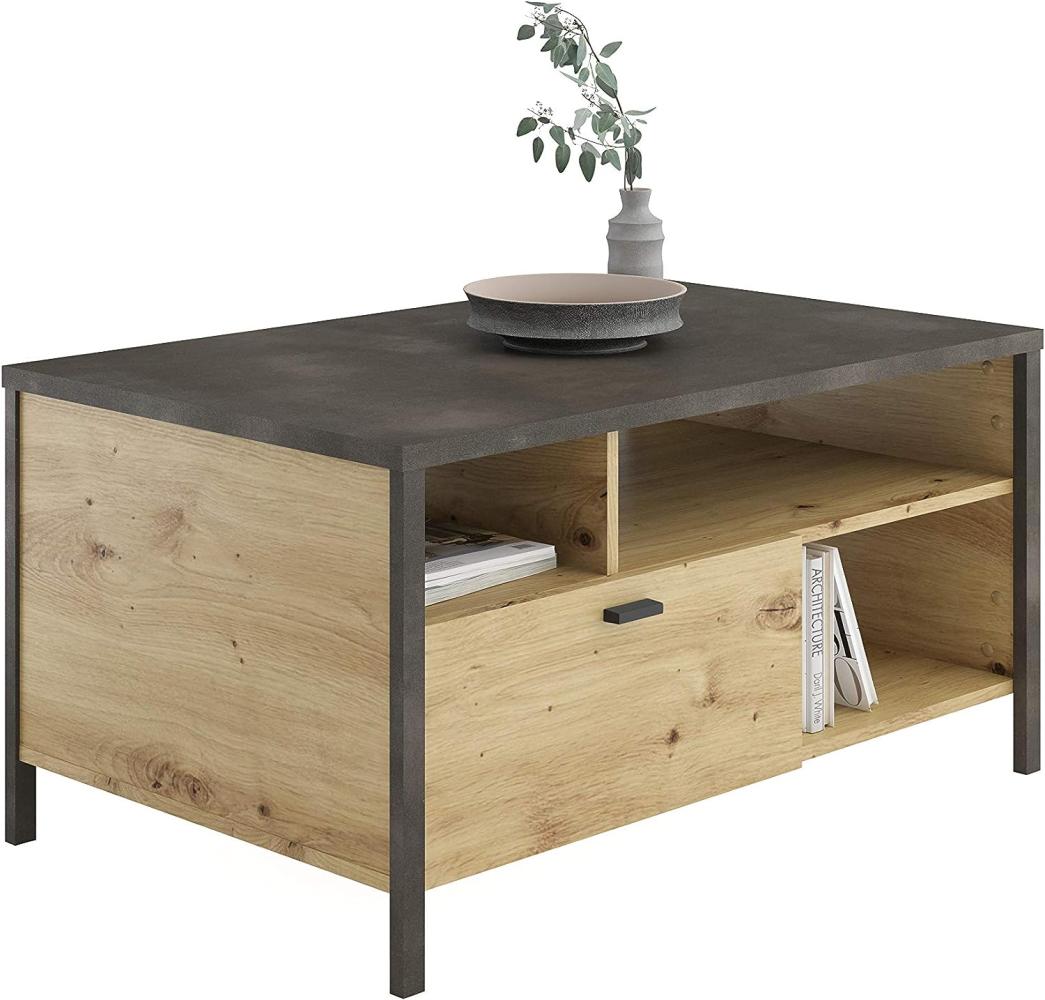 FMD Möbel - IN-LOFT 66 - Couchtisch - melaminharzbeschichtete Spanplatte - Artisan Oak Nb/Stahl dunkel - 95 x 48 x 59,5cm Bild 1