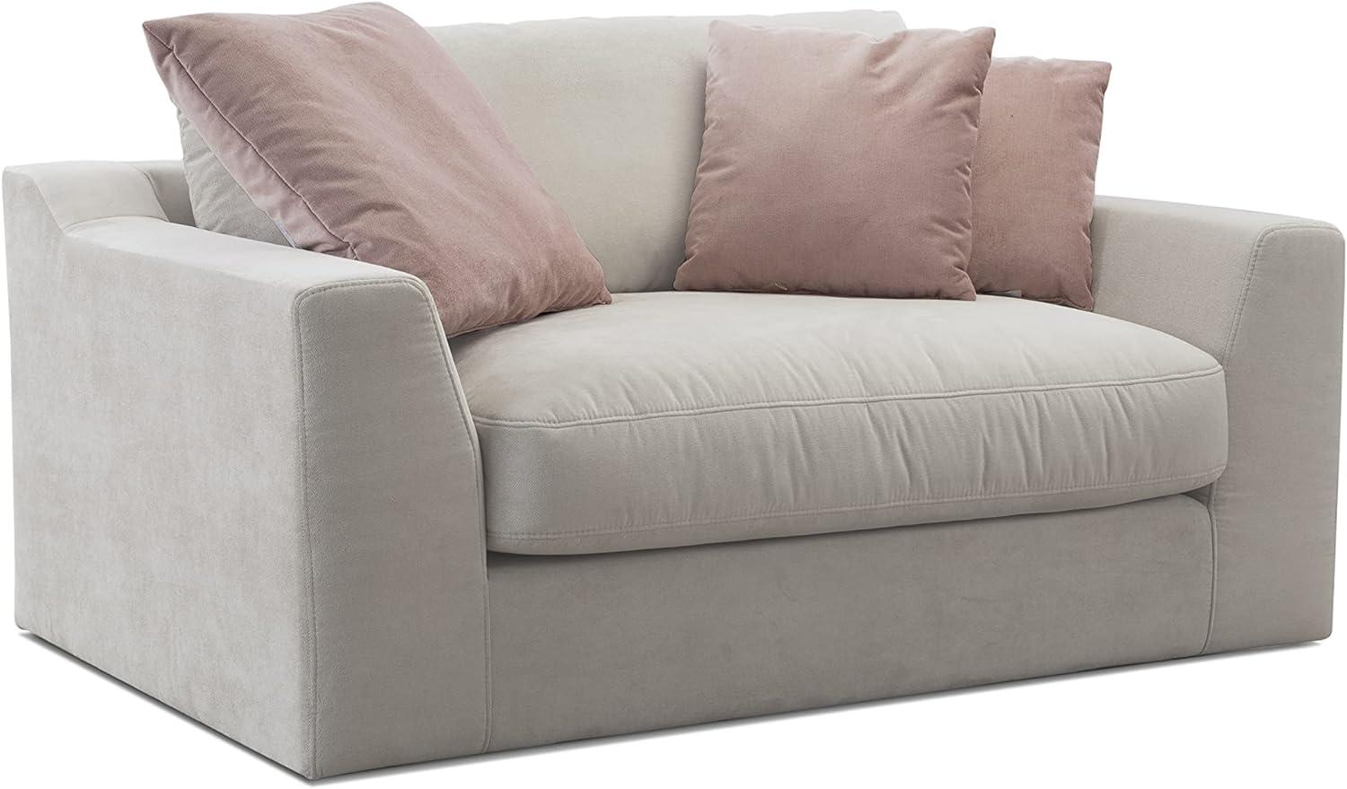 Cavadore Mini-Sofa Fiona / Kleine Couch, Loveseat für 1-2 Personen inkl. Rückenkissen / 161 x 90 x 112 / Creme-Beige Bild 1