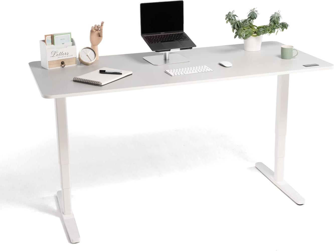 Yaasa Desk Pro II Elektrisch Höhenverstellbarer Schreibtisch mit Memory Funktion und Kollisionssensor, Hellgrau 160x80 cm Bild 1