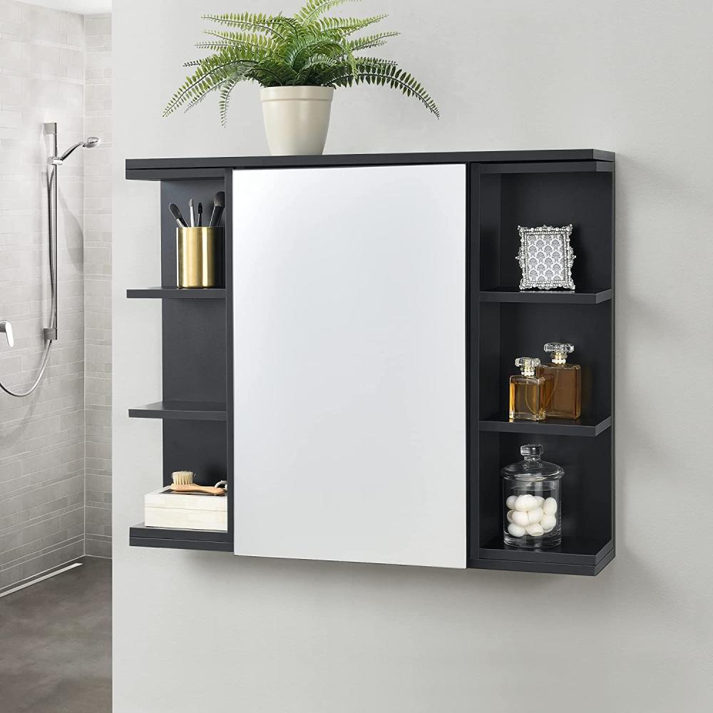 Badezimmerschrank Harstad 64x80x20 cm Schwarz en. casa Bild 1