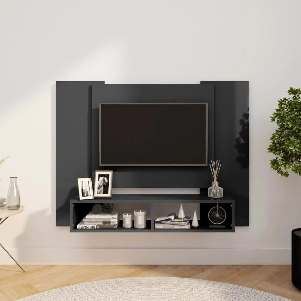 TV-Wandschrank Hochglanz-Grau 120 x 23,5 x 90 cm Spanplatte [808295] Bild 1