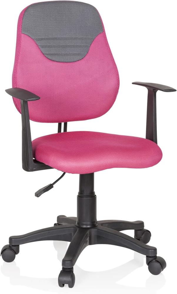 hjh OFFICE 670937 Kinder- und Jugenddrehstuhl KIDDY Style Stoff Pink/Grau Drehstuhl mitwachsend Bild 1