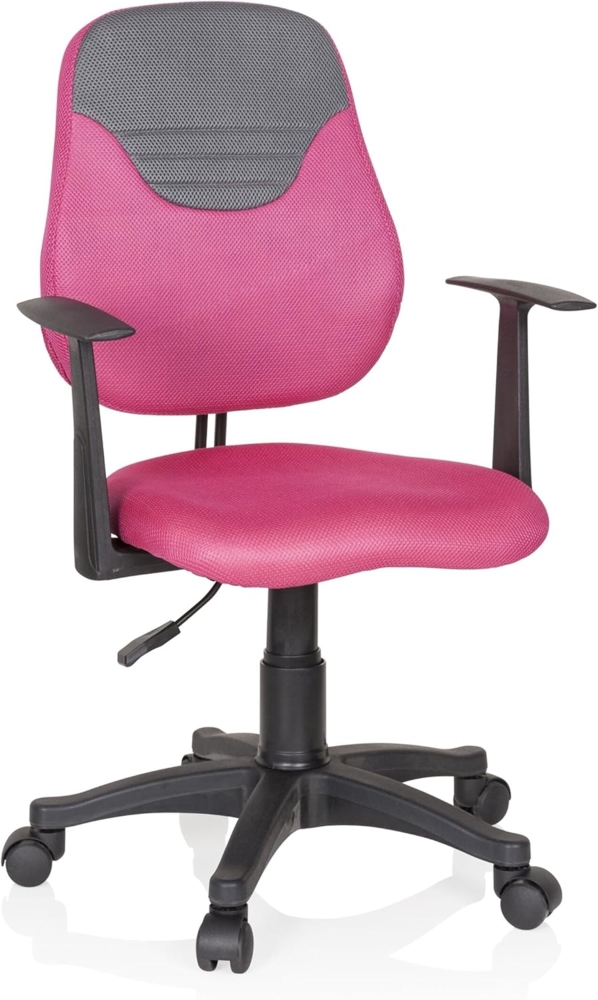 hjh OFFICE 670937 Kinder- und Jugenddrehstuhl KIDDY Style Stoff Pink/Grau Drehstuhl mitwachsend Bild 1
