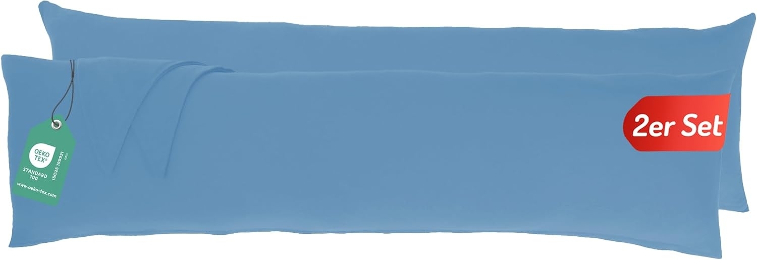 Livessa Seitenschläferkissen Bezug 40x145 (2er Set) - Verdeckter Reißverschluss an der Langen Seite,%100 Baumwolle Jersey Stoff, Oeko-Tex Zertifiziert, Ultra weich und atmungsaktiv Bild 1