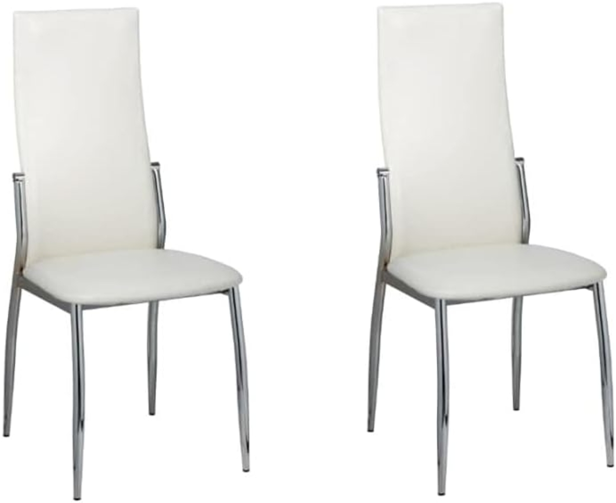 Sets Esszimmerstühle Chrom Stuhlbeine, Kunstleder, 2 Stühle Weiß Bild 1