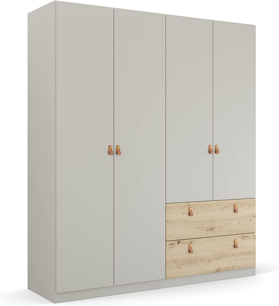 Rauch Möbel Homey by Quadra Spin Schrank Drehtürenschrank, Grau, 4-trg, inkl. 2 Kleiderstangen, 2 Einlegeböden, 2 Schubkästen, BxHxT 181x210x54 cm Bild 1