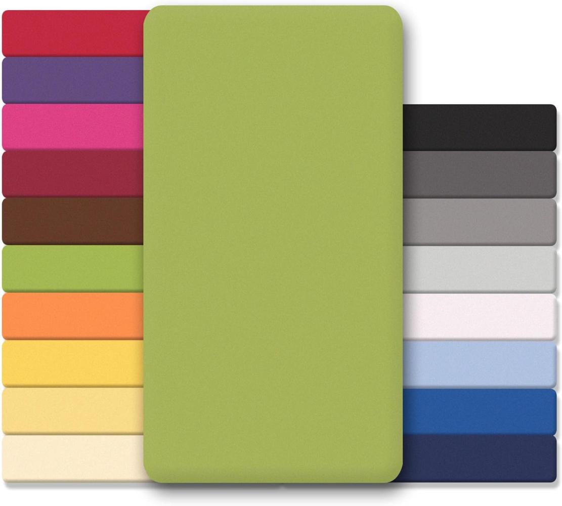 CelinaTex Jersey Spannbettlaken Lucina Doppelpack 90x200-100x200cm grün 100% Baumwolle gekämmt bis 26cm Matratzenhöhe Oeko-TEX Bild 1