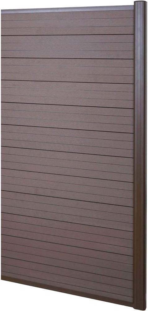 WPC-Sichtschutz Sarthe, Windschutz Zaun, Alu-Pfosten ~ Erweiterungselement schmal, 0,95m braun Bild 1