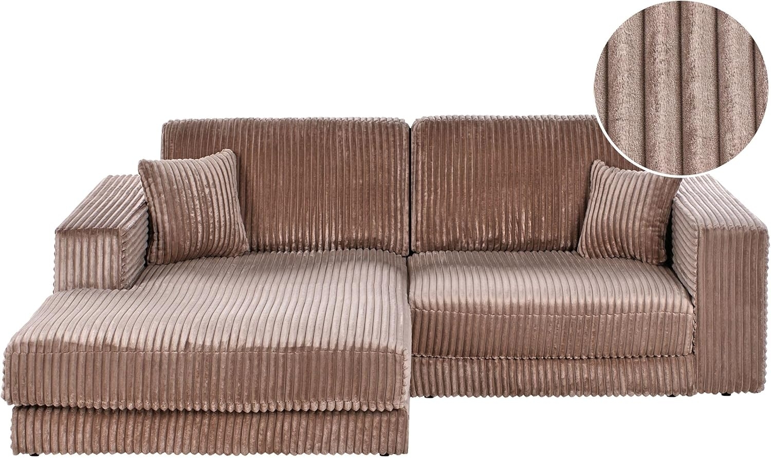 Ecksofa 3-Sitzer LOFOTEN Cord Hellbraun rechtsseitig Bild 1