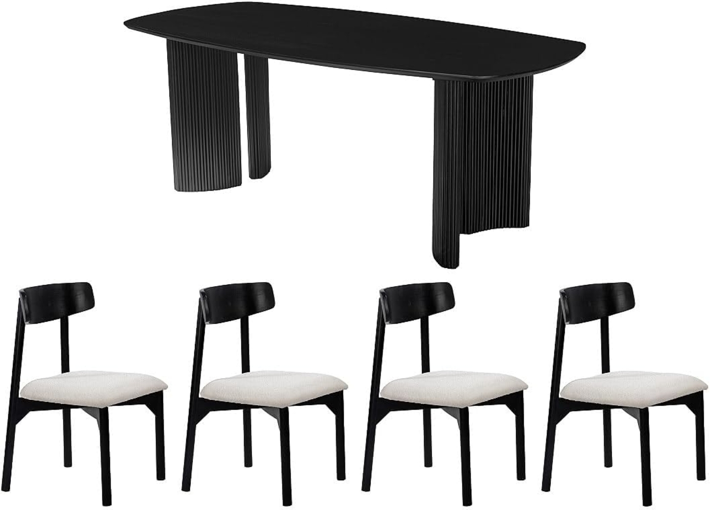 Vente-unique - Set Tisch + 4 Stühle TAMENIA von Maison Céphy - Schwarz & Weiß Bild 1
