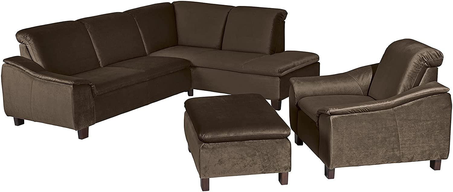 Aaron Sofa Eckgarnitur Samtvelours Braun Buche Nussbaumfarben Bild 1