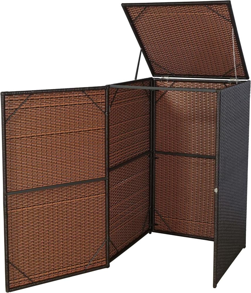 Mülltonnenverkleidung HWC-E25, Mülltonnenbox Mülltonnenabdeckung, Poly-Rattan 120l ~ braun Bild 1