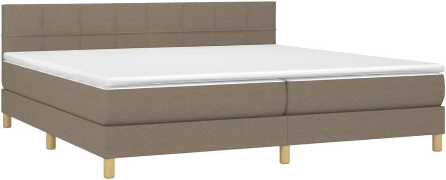 Boxspringbett mit Matratze & LED Stoff Taupe 200 x 200 cm, Härtegrad: H2 [3133745] Bild 1