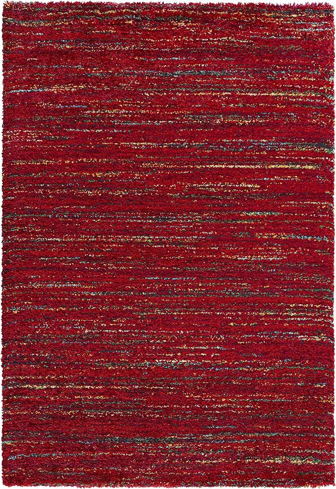 Hochflor Teppich Chic meliert rot 120x170 cm Bild 1