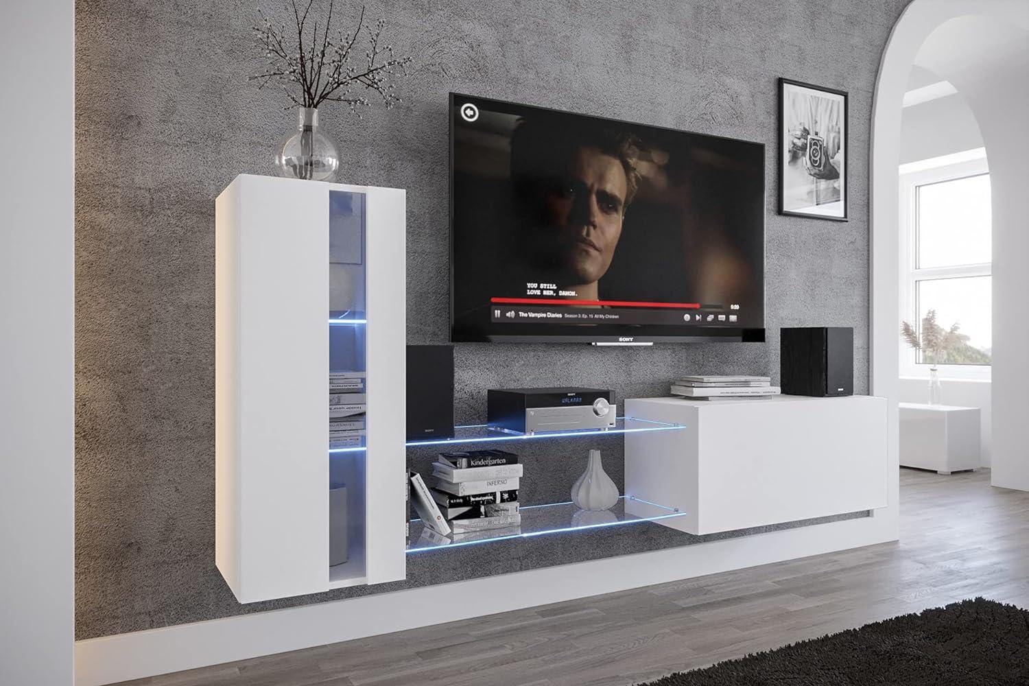 Furnitech Future C45 New Mediawand Wandschrank mit Led Beleuchtung Wohnzimmer Wohnwand Möbel Schrankwand (Möbel ohne LED, 45N-M-W4-1B) Bild 1