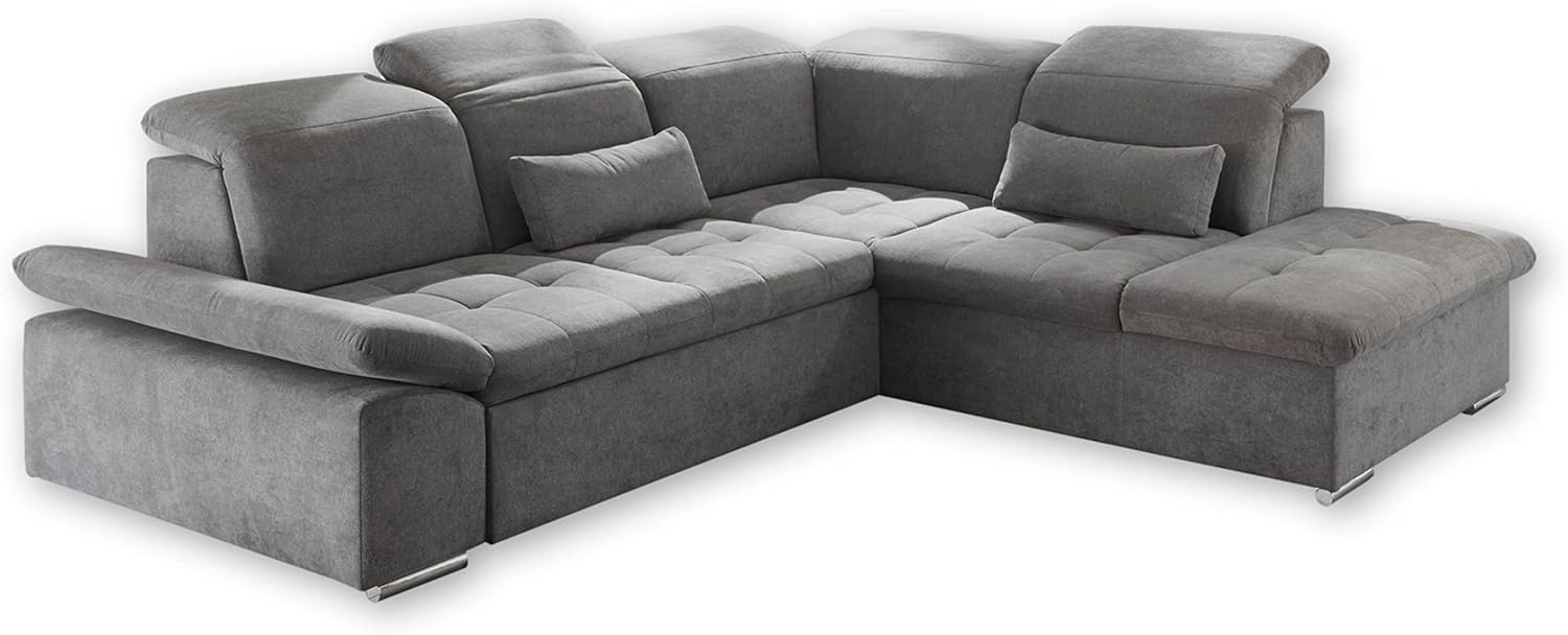 Ecksofa Couch WAYNE Sofa Schlafcouch Bettsofa Sofabett dunkelgrau L-Form rechts Bild 1