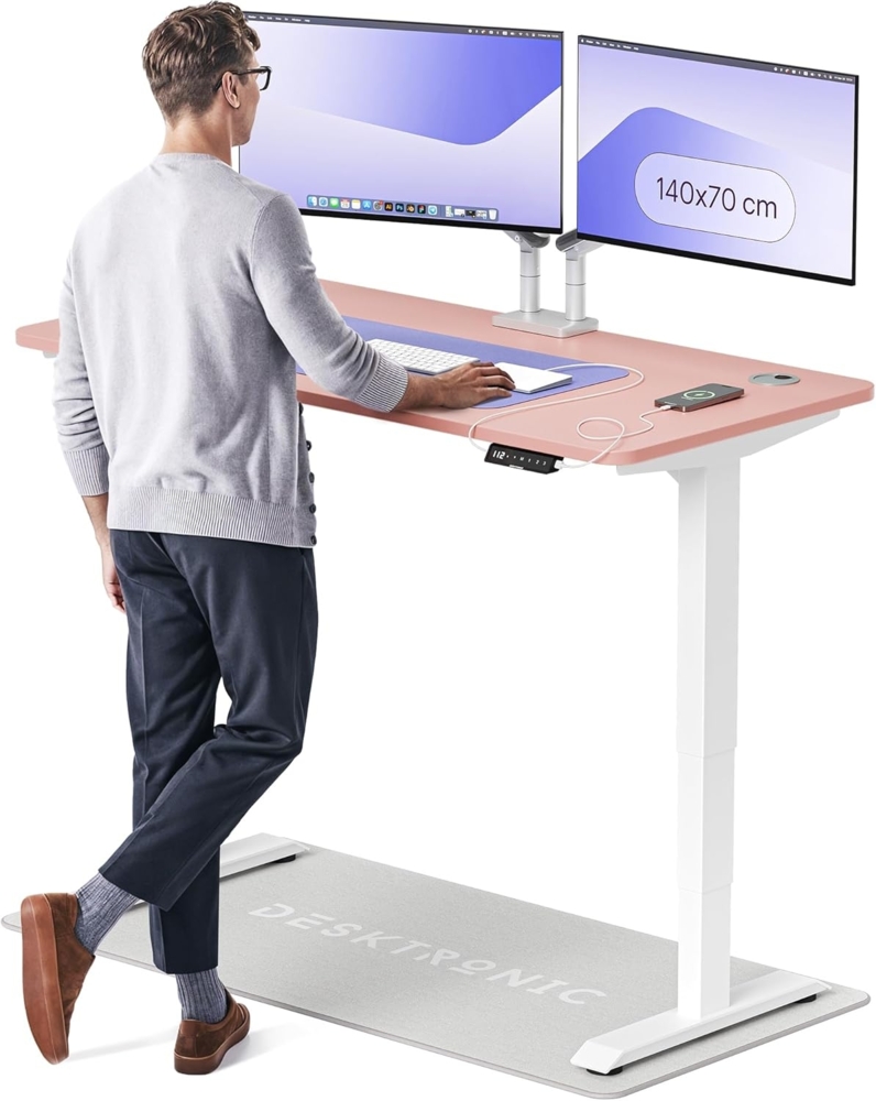 Desktronic Höhenverstellbarer Schreibtisch (140x70 cm) – Elektrisch höhenverstellbar mit flüsterleisem Dual-Motor & Touchscreen – Hohe Tragfähigkeit – Stehtisch HomePro Bild 1