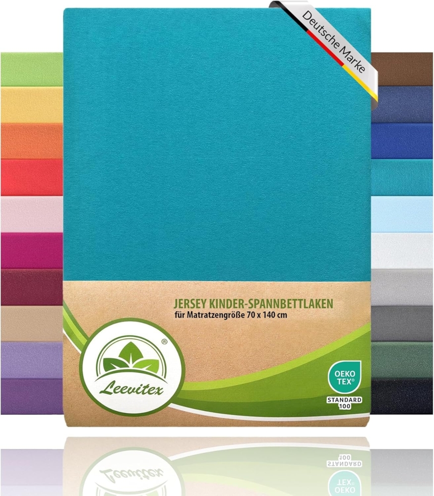 leevitex® Spannbettlaken Spannbettlaken Kinder Spannbettlaken Premium 170 g/m², Gummizug: Rundumgummizug, (2 Stück), schwer & blickdicht, 100% Baumwolle, 70 x 140 cm Bild 1