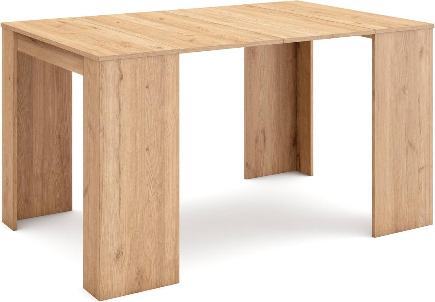 Skraut Home - Ausziehbarer Konsolentisch bis 140 cm - Maße geschlossen: 78 x 90 x 50 cm - Widerstandsfähiges Material - Eiche - Ideal für Ihr Esszimmer, Wohnzimmer oder Ihren Schreibtisch Bild 1