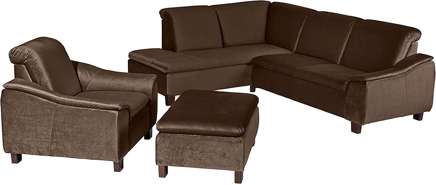 Aaron Sofa Eckgarnitur Samtvelours Braun Buche Nussbaumfarben Bild 1