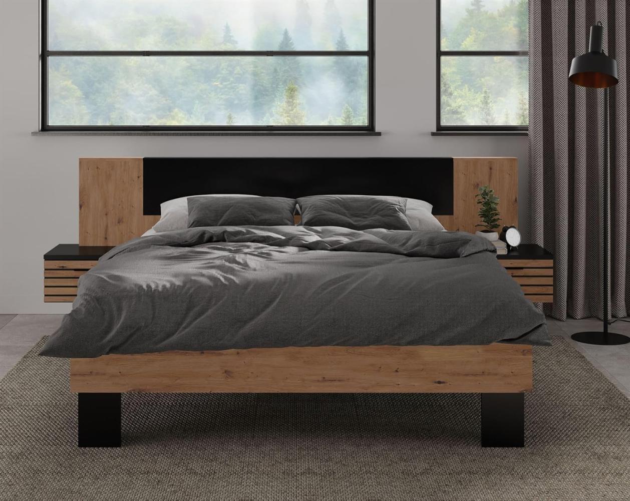 Bett Jackeline 257 x 211 x 91 Artisan Eiche/Schwarz 10243 Bild 1