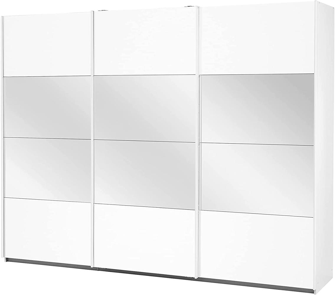 Rauch Möbel Quito Schrank Schwebetürenschrank in Weiß mit Spiegel 3-türig inklusive Zubehörpaket Basic 3 Kleiderstangen, 3 Einlegeböden BxHxT 271x210x62cm Bild 1