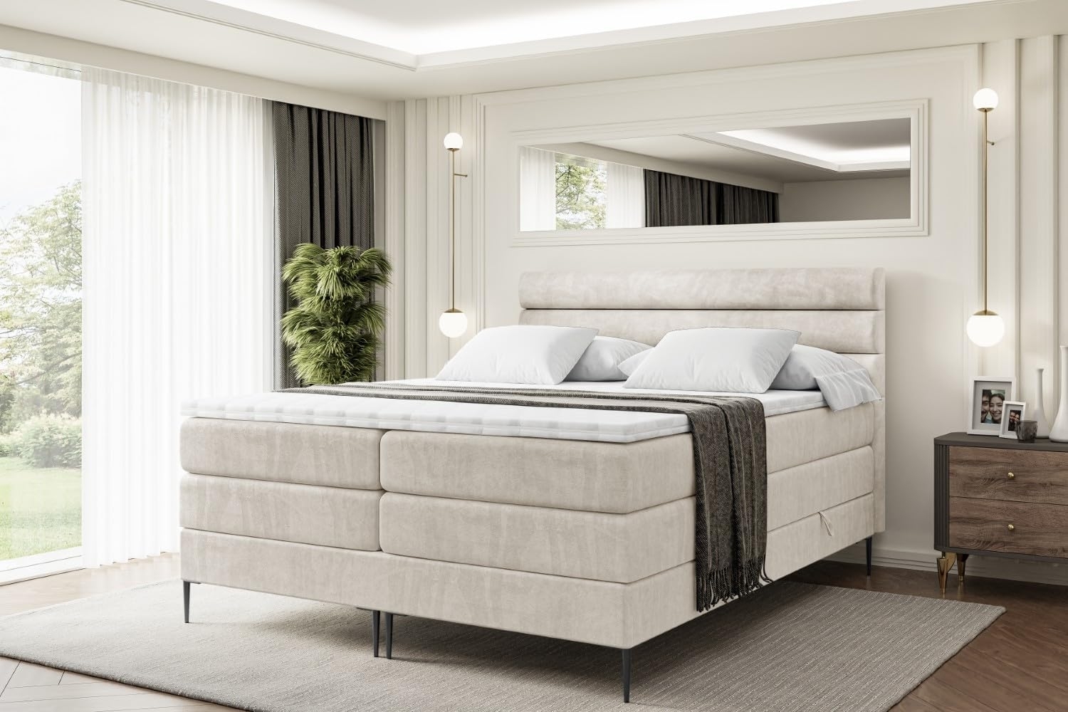 ALTDECOR Boxspringbett CELESTIA-F KING (Multipocket-Matratze H4, H3 Matratze Bonellfederung, Topper, Kopfteil) Bild 1