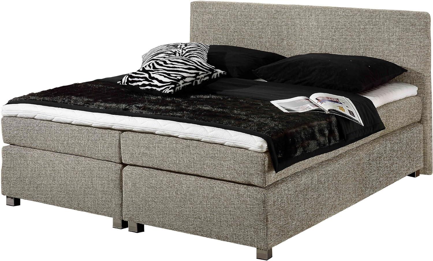 Maintal Boxspringbett Howard, 180 x 200 cm, Strukturstoff, Bonellfederkern Matratze H2, taupe Bild 1