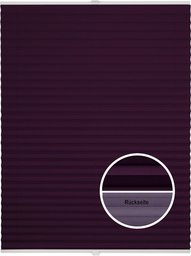 ondeco Plissee Thermo ohne Bohren mit Klemmträger,Sonnenschutz für Fenster innen, lichtschutz und Blickdicht, Faltrollo Sichtschutz für Tür, Jalousie Rollo leicht verdunkelnd - Violett - 100x210 cm Bild 1