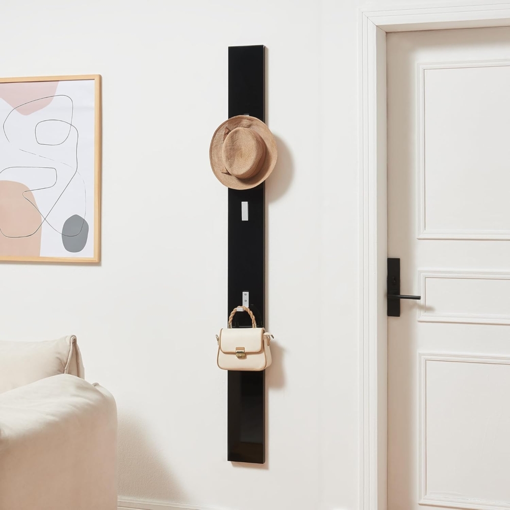 Wandgarderobe Hansnes mit Klapphaken 170 cm Schwarz Hochglanz en. casa Bild 1