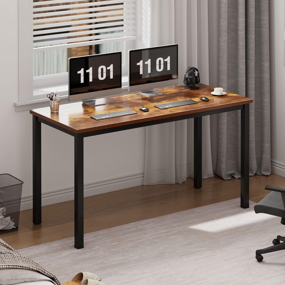 SogesHome Computertisch Schreibtisch 120 x 60 x 75 cm PC Schreibtisch Bürotisch Workstation für Home Office Verwenden Schreibtisch, Esstisch Konferenztisch, Retro & Schwarz Bild 1