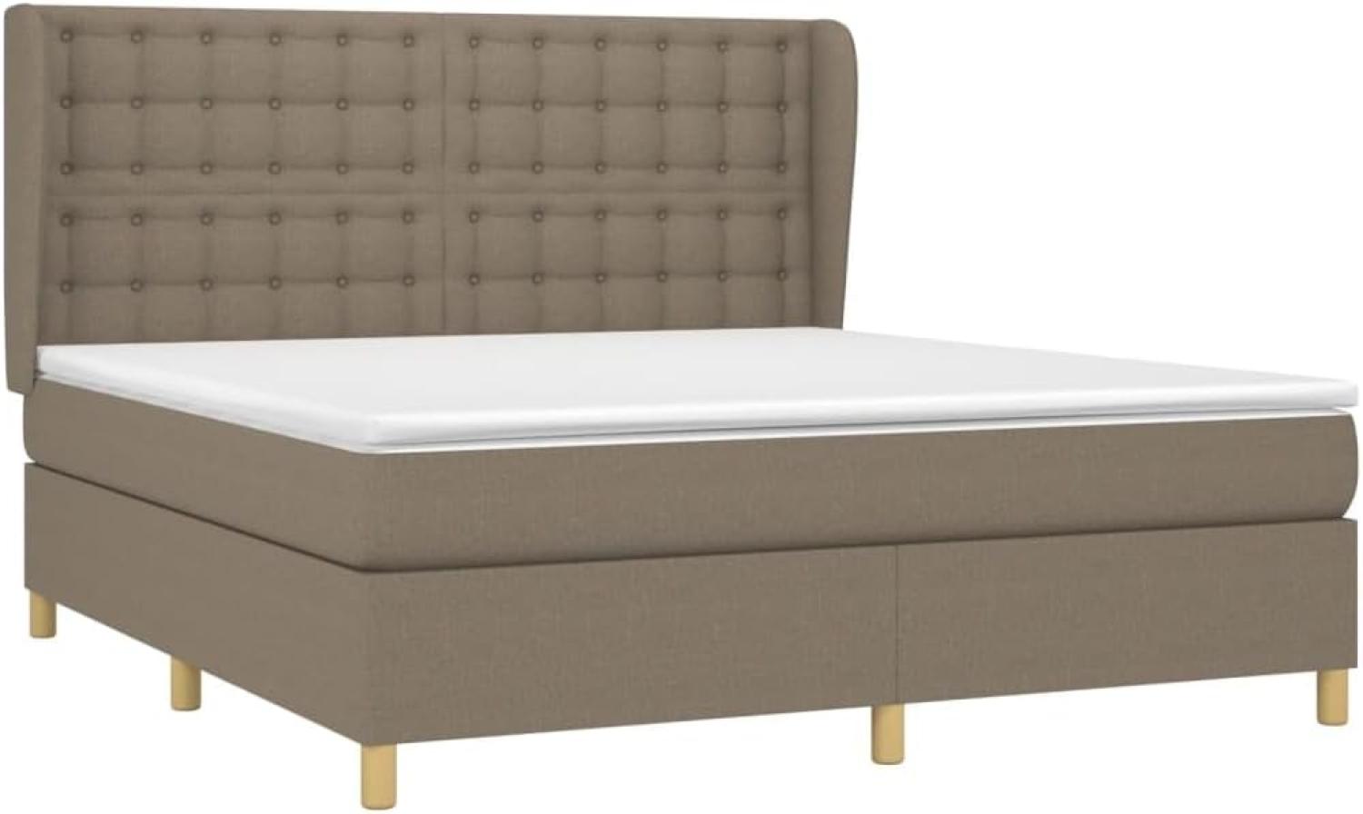 vidaXL Boxspringbett mit Matratze Taupe 160x200 cm Stoff 3128857 Bild 1