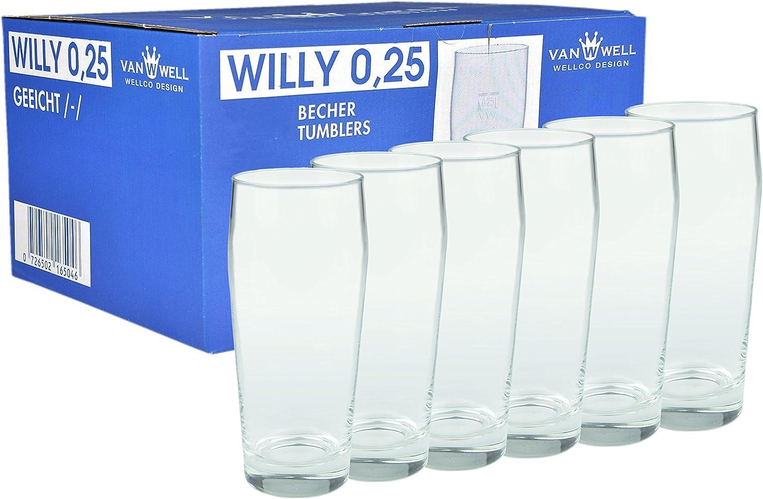 6er Set Bierglas Willibecher 0,25l geeicht Biergläser Tumbler perfekt geeignet für Gastronomie Bild 1