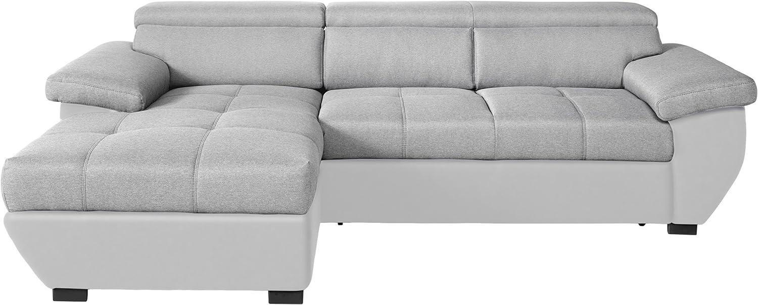 Mivano Schlafsofa Speedway / Moderne Couch in L-Form mit Bett, Bettkasten und verstellbaren Kopfteilen / 267 x 79 x 170 / Zweifarbig: Grau-Hellgrau Bild 1