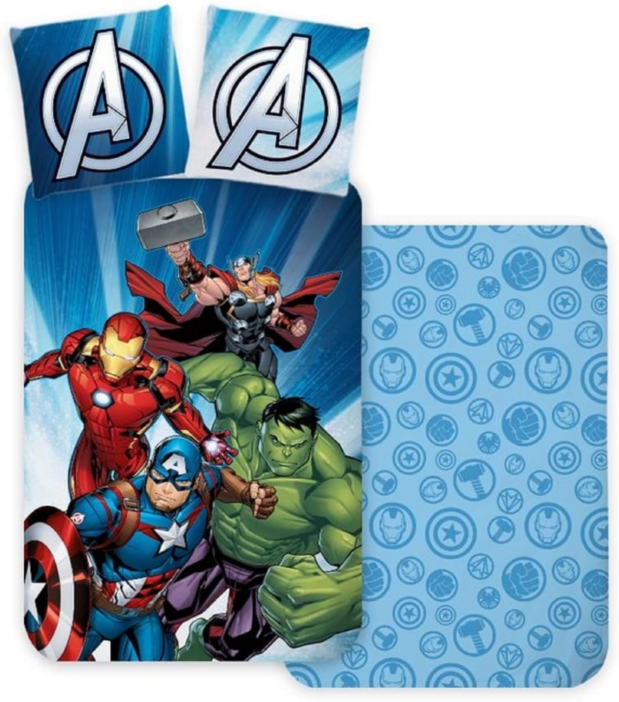 BrandMac Kinderbettwäsche Avengers Wende Bettwäsche 80x80 cm + 135x200 cm 100% Baumwolle Bild 1