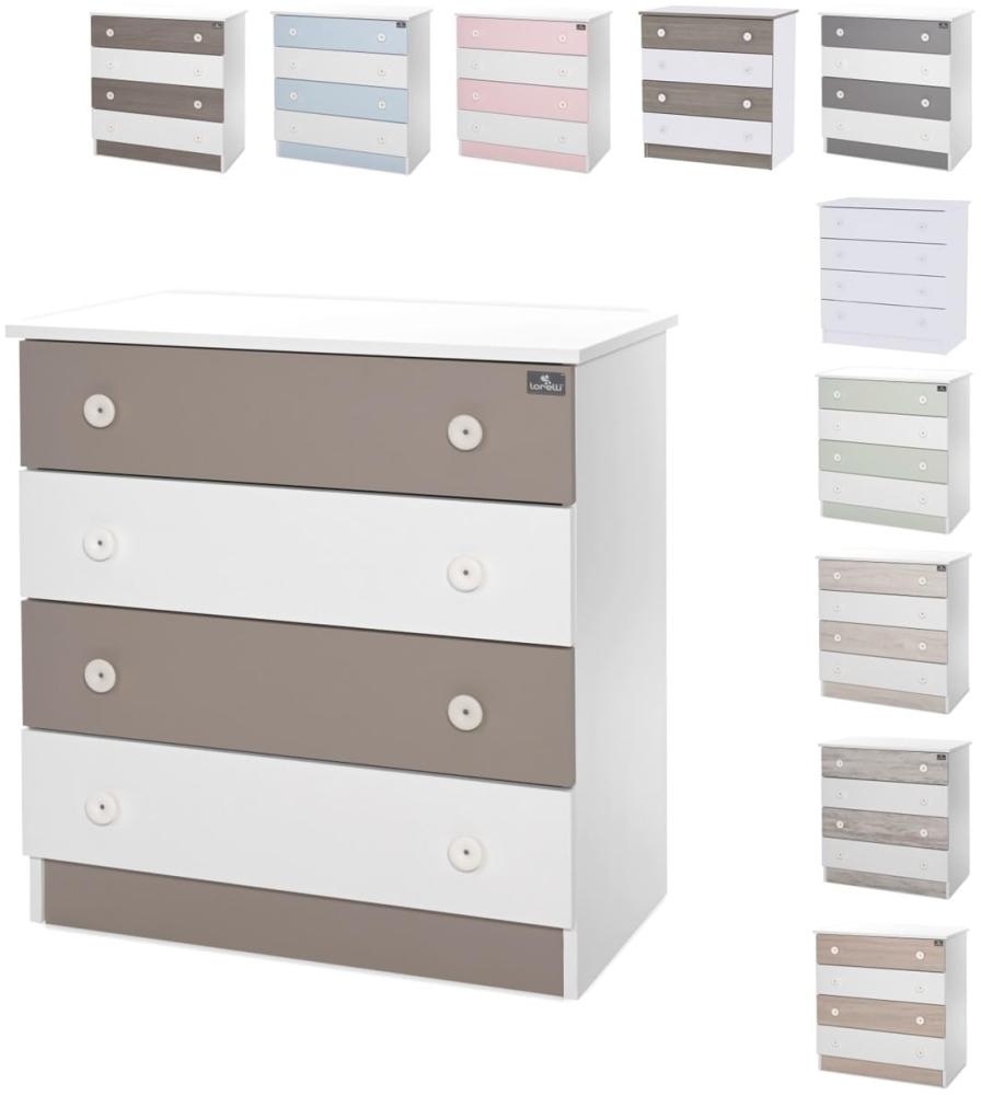 Lorelli Kommode Dresser 81 x 50 x 86 cm, 4 große Schubladen, schnelle Montage dunkelbraun weiß Bild 1