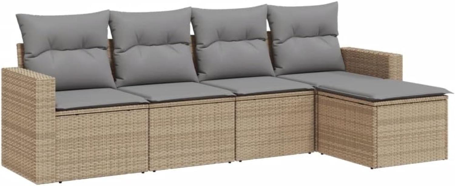 vidaXL 5-tlg. Garten-Sofagarnitur mit Kissen Beige Poly Rattan 3251226 Bild 1