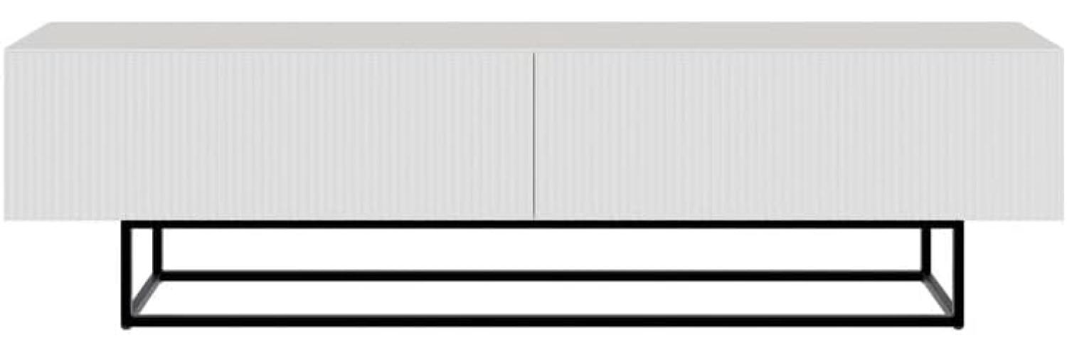 Selsey Veldio - TV-Lowboard 2-türig, Weiß mit schwarzem Metallgestell, 175 cm Bild 1