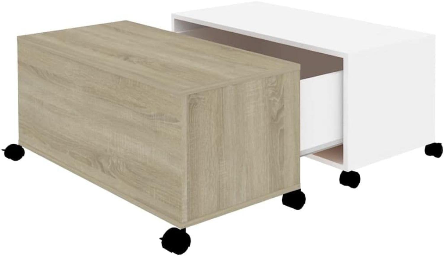vidaXL Couchtisch Weiß Sonoma-Eiche 75 x 75 x 38 cm Holzwerkstoff Bild 1