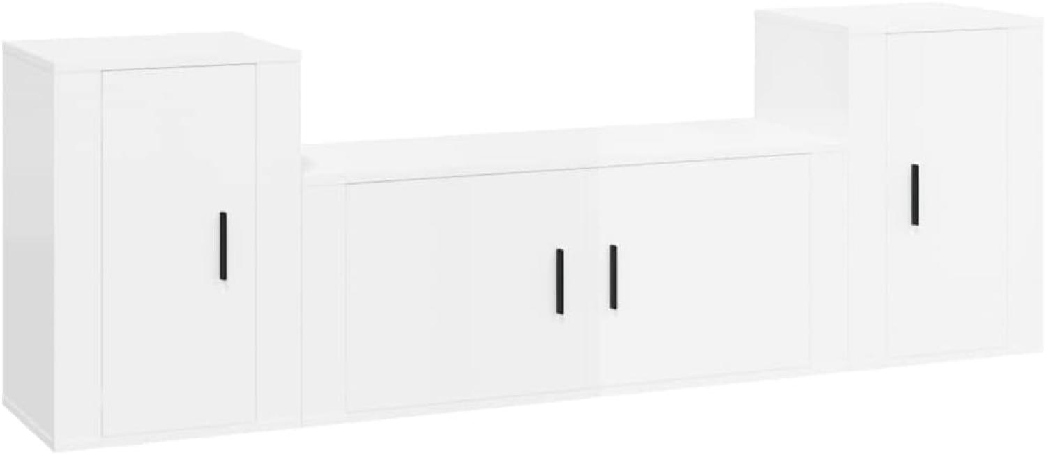 vidaXL 3-tlg. TV-Schrank-Set Hochglanz-Weiß Holzwerkstoff 3188512 Bild 1
