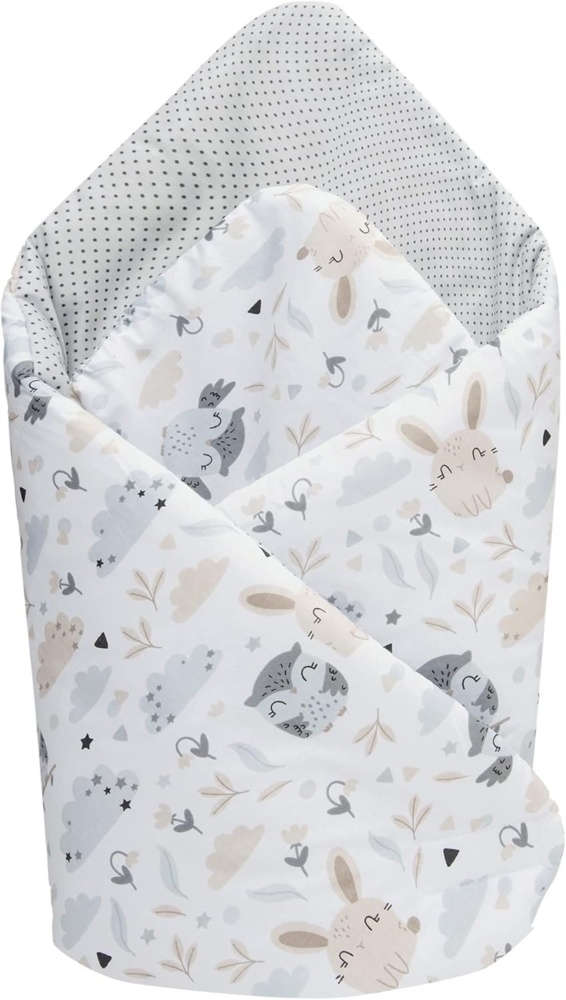 Medi Partners Steckkissen 100% Baumwolle 75x75 cm Einschlagdecke Babyhörnchen doppelseitig weich ganzjährig multifunktional antiallergisch Babys (Eine Lichtung mit Tieren) Bild 1