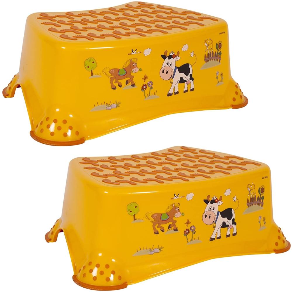 keeeper 18642456063 tomek 'funny farm' tritthocker mit anti-rutsch-funktion sunny apricot Bild 1