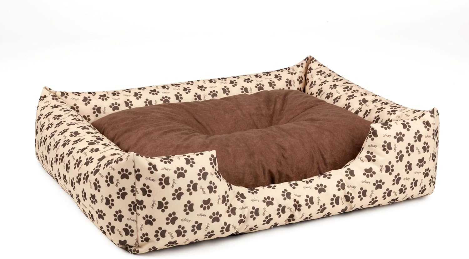 BedDog Hundebett MIMI, Hundesofa aus Cordura, Microfaser-Velours, waschbares Hundebett vier-eckig mit Rand, Hundekissen (L) ca. 80x65x18cm, CHOCOLATE-DOG (beige/braun) Bild 1